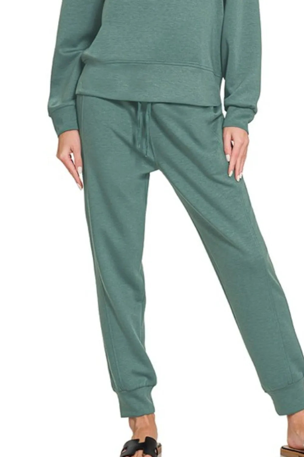 Image of Zenana Scuba Crewneck Pullover & Joggers 2 Pieces Set | Queeble.shop