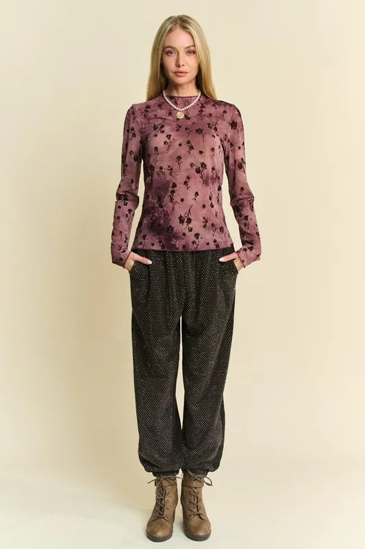 Image of Davi & Dani Rhinestone Elastic Waist Joggers | Queeble.shop