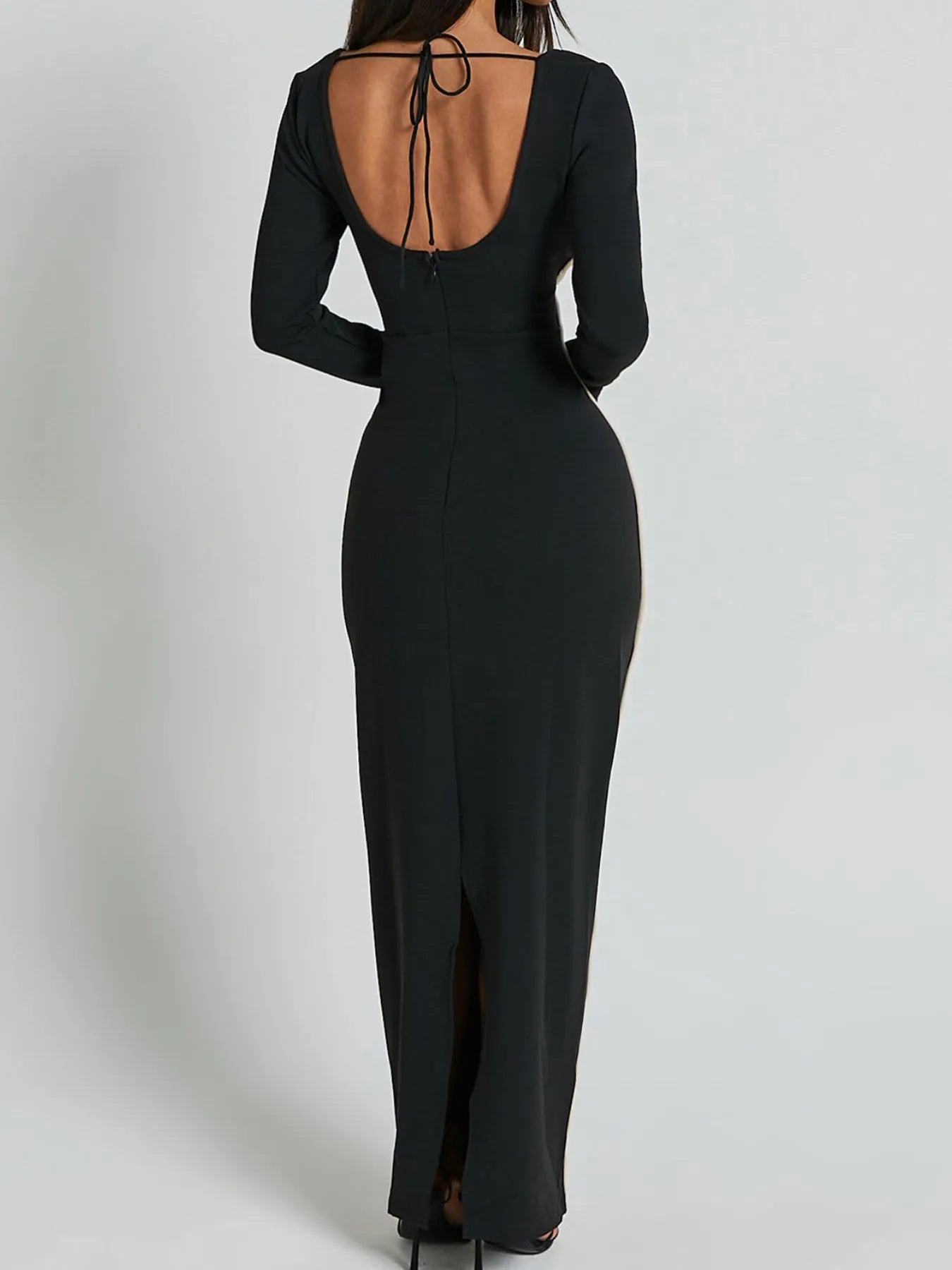 Image of Contrast Trim Long Sleeve Bodycon Maxi Dress | Queeble.shop