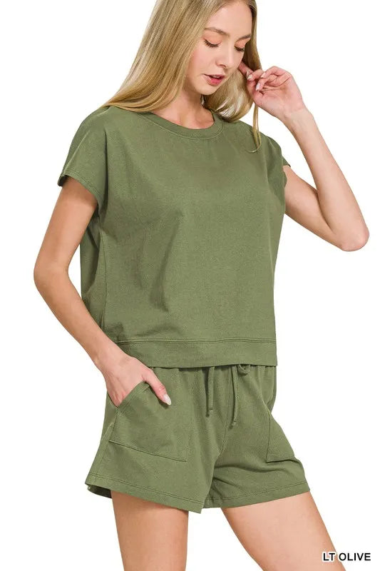 Image of Zenana Premium Cotton Top & Shorts Set | Queeble.shop