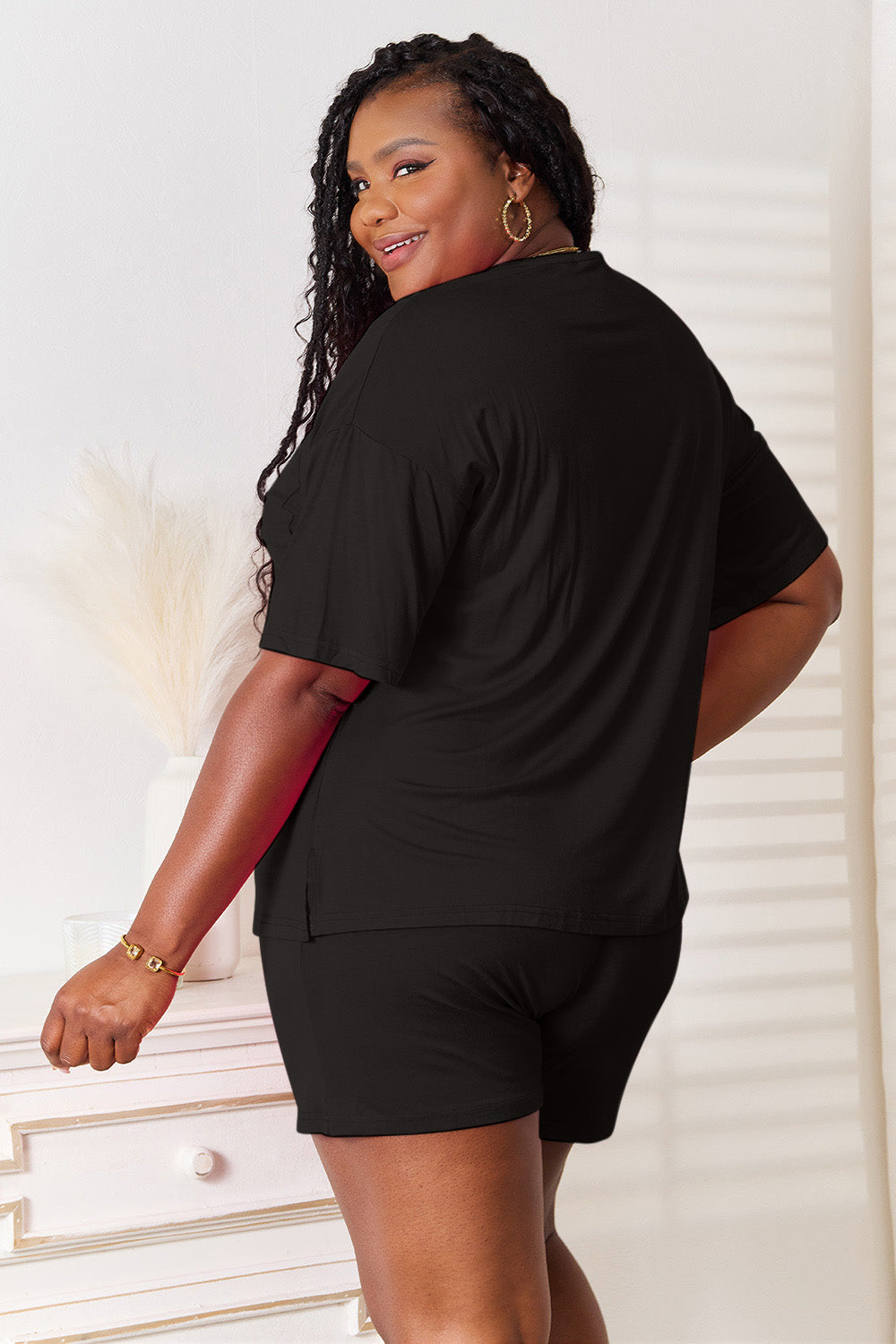 Image of Basic Bae Full Size Soft Rayon Half Sleeve Top and Shorts Set | Queeble.shop