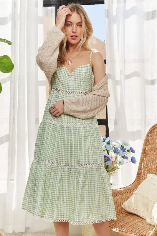 Image of ADORA Gingham Detail Washed Dress | Queeble.shop