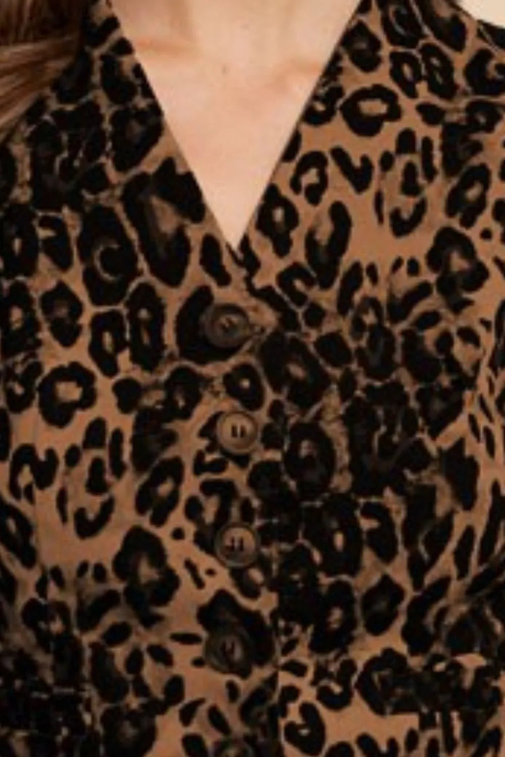 Image of Annie Wear Stretch Leopard Denim Button Down Vest | Queeble.shop