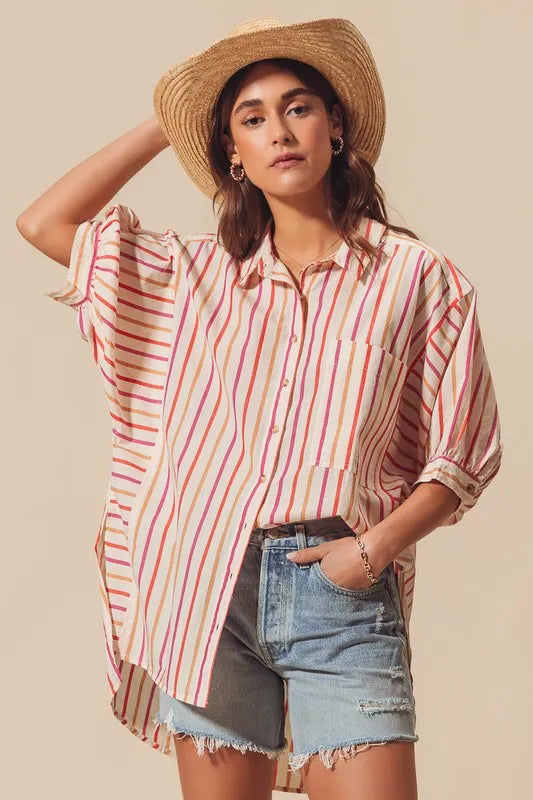 Image of SO ME Multicolored Stripe Button Down Shirt | Queeble.shop
