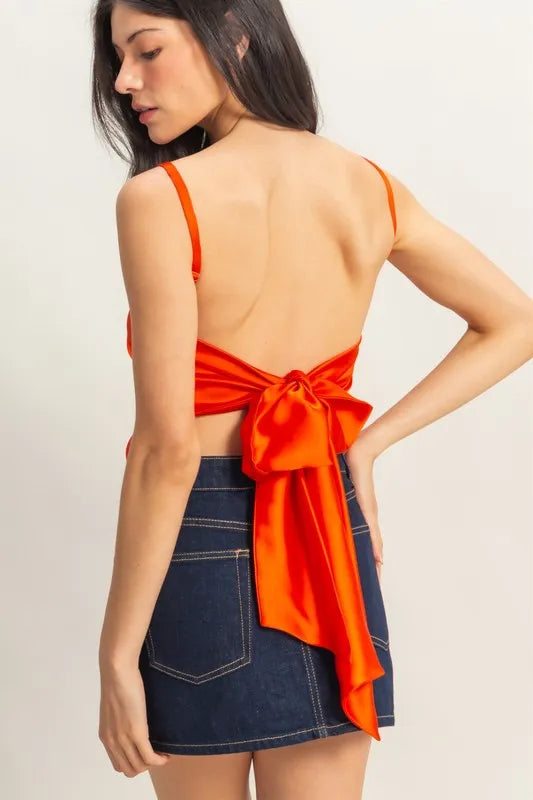 Image of HYFVE Satin Back Tie Detail Cami | Queeble.shop