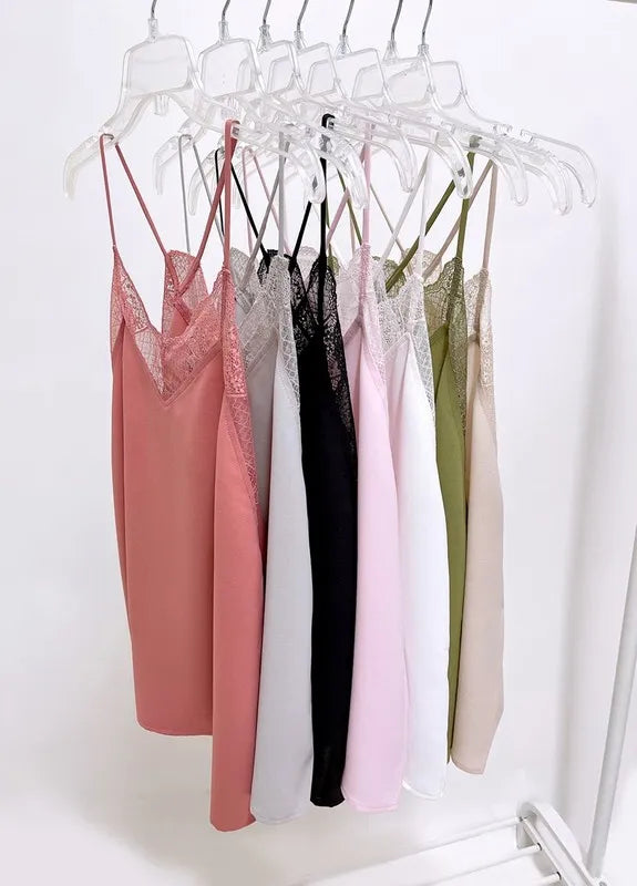 Image of BiBi Lace Cami Solid Tank Top | Queeble.shop