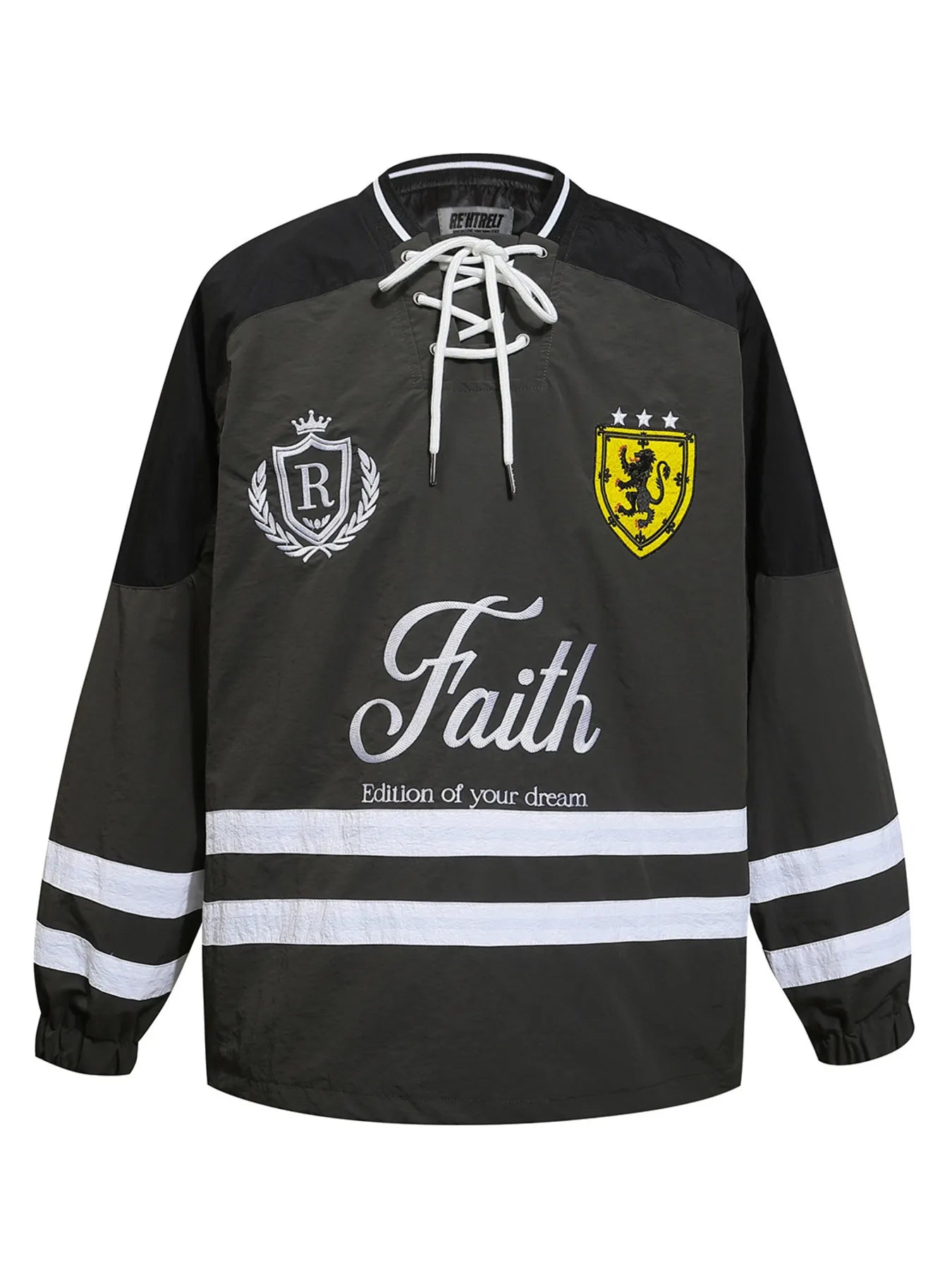Image of Men's Letter Lace Up Long Sleeve Top | Queeble.shop