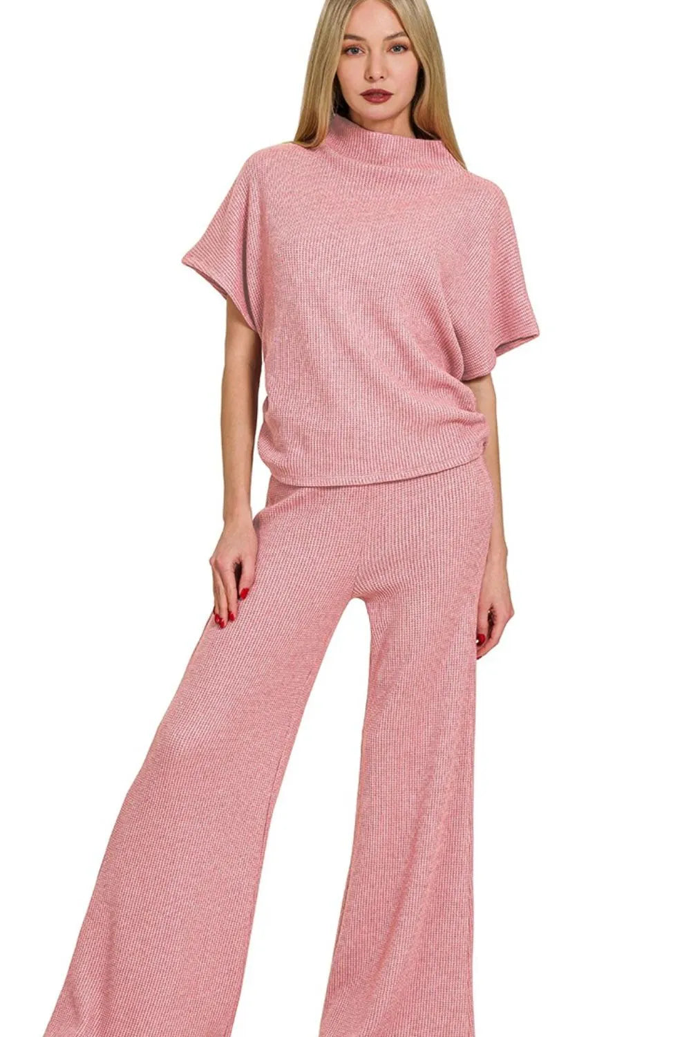 Image of Zenana Sweater Mock Neck Top & Long Pants Set | Queeble.shop