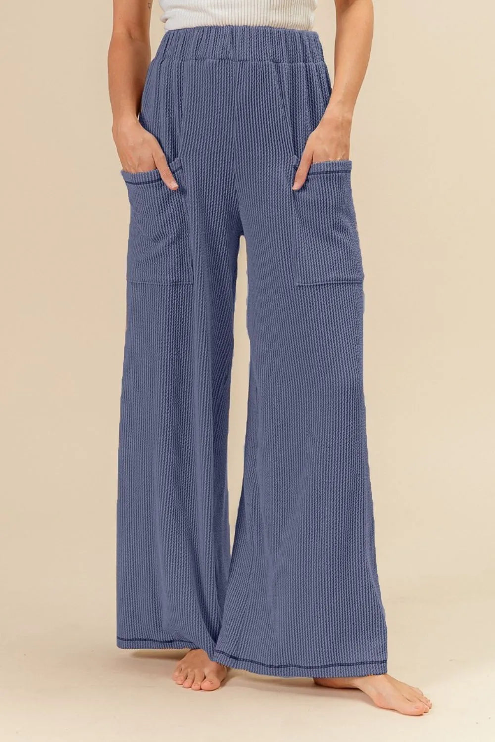 Image of BiBi 2tone Cord Rib Waist Band Side Pocket Pants | Queeble.shop