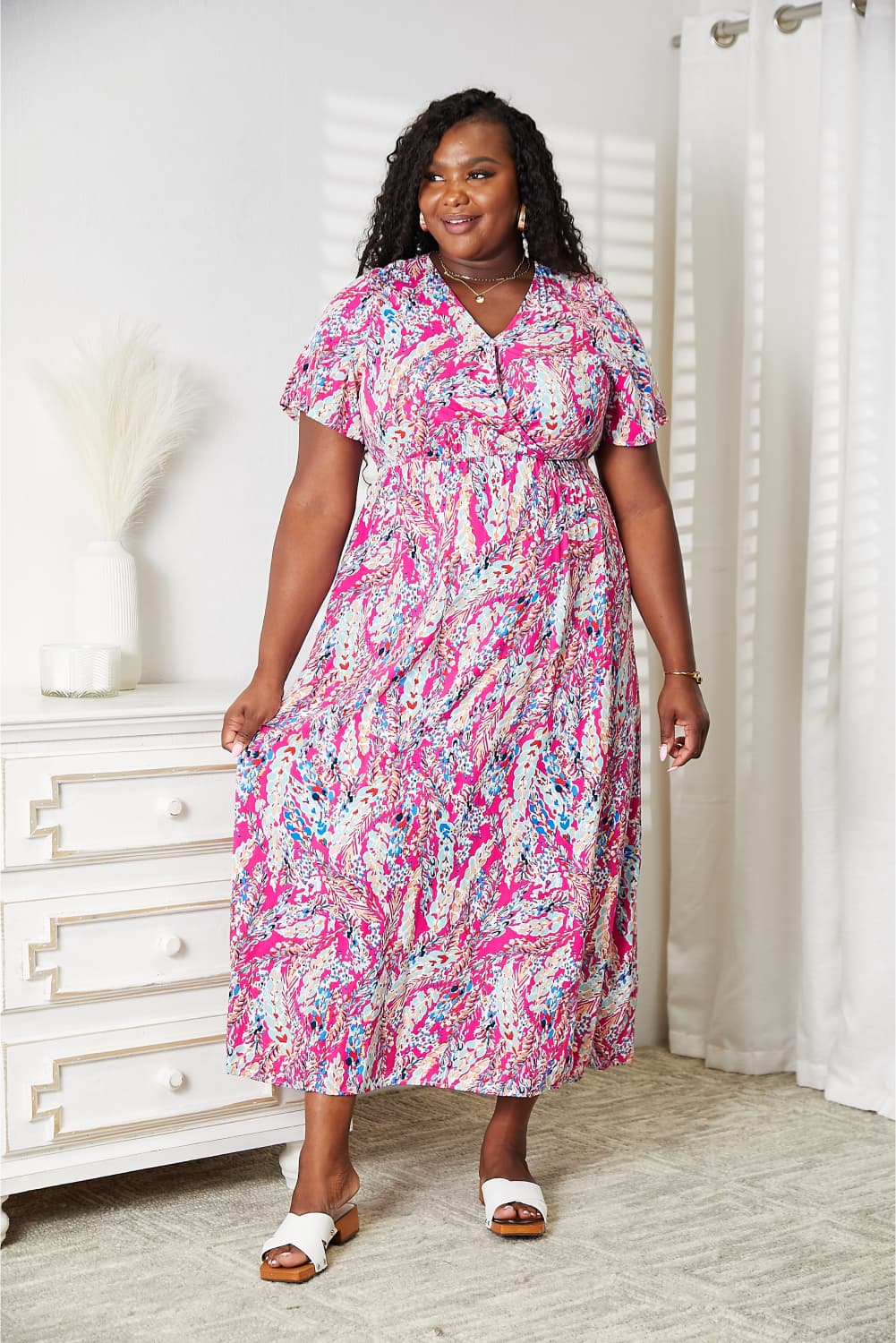 Image of Double Take Multicolored V-Neck Maxi Dress | Queeble.shop