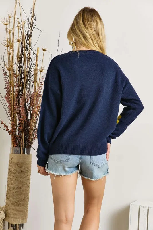 Image of ADORA Full Size Flower Popped Sweater Plus Size | Queeble.shop