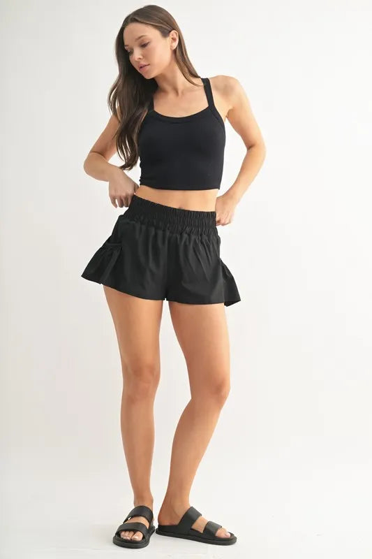 Image of MONO B Smocked High Waist Shorts | Queeble.shop