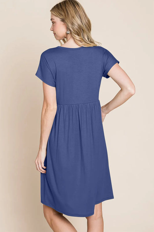 Image of BOMBOM V-Neck Short Sleeve Dress | Queeble.shop