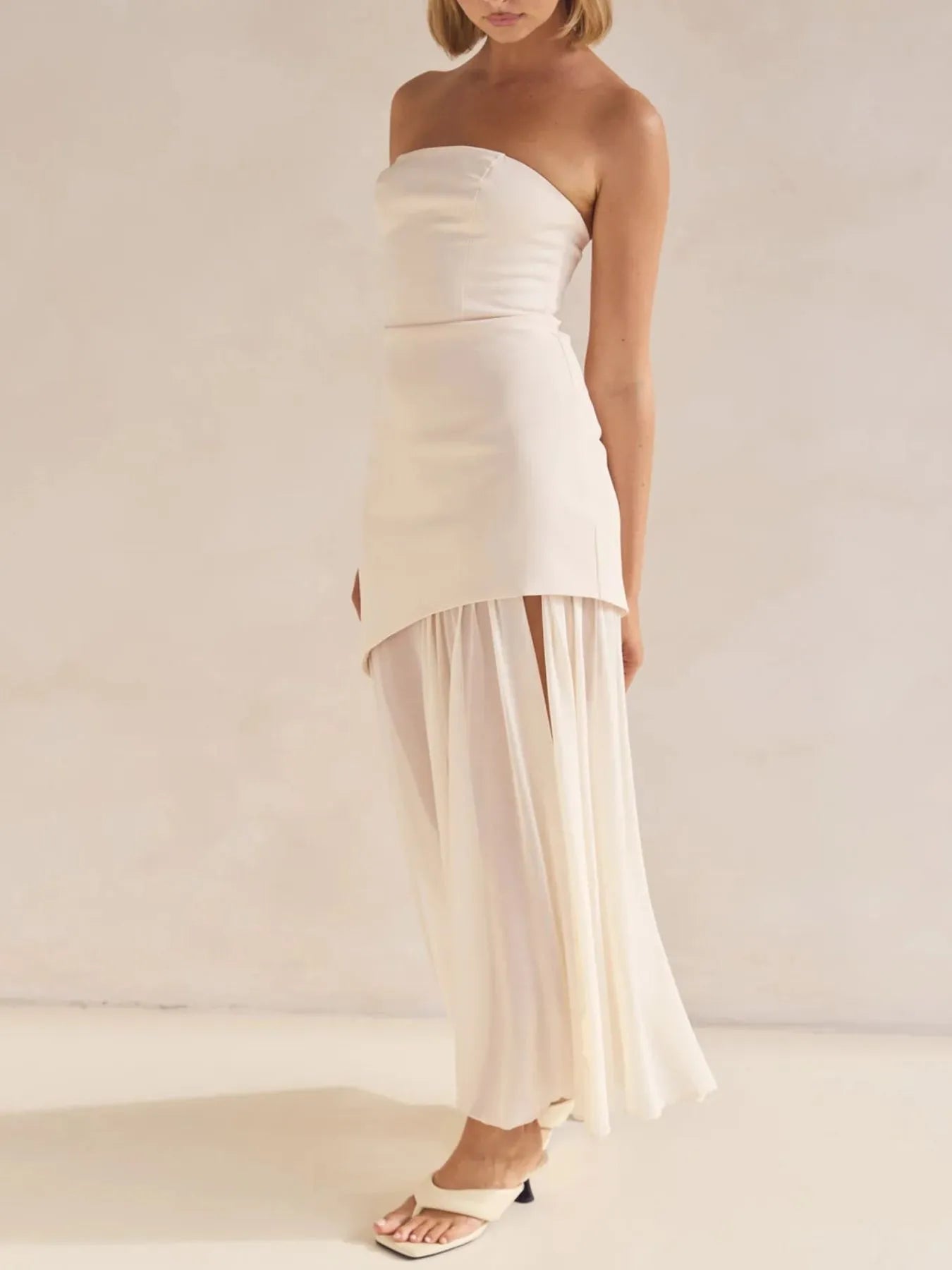 Image of Layered Slit Tube Maxi Dress | Queeble.shop