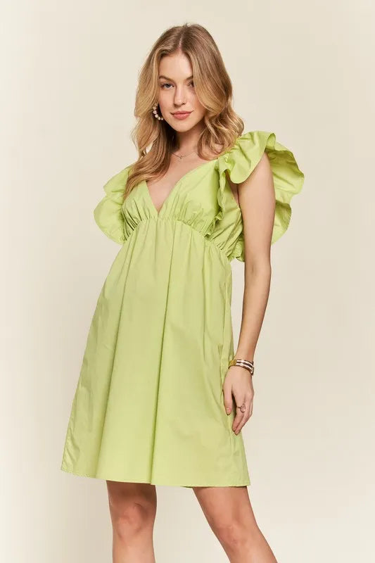 Image of ADORA Smocked Back Ruffled Cap Sleeve Babydoll Dress | Queeble.shop