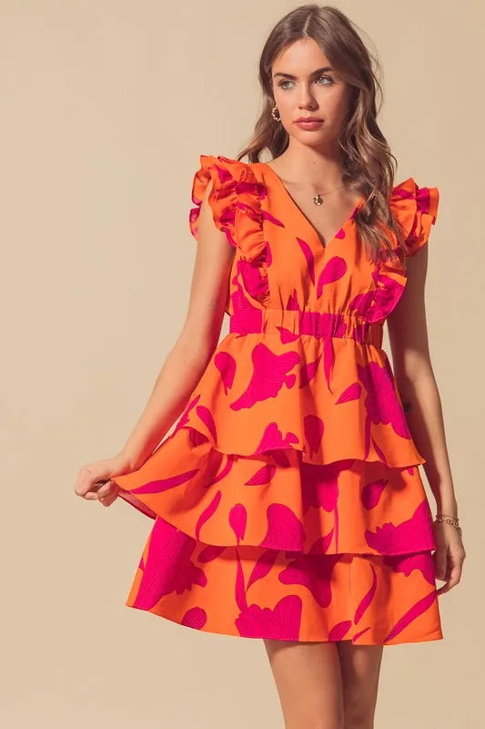 Image of SO ME Floral V Neck Layered Dress with Elasticized Waist | Queeble.shop