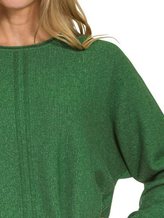 Image of Zenana Viscose Front Seam Round-Neck Sweater | Queeble.shop