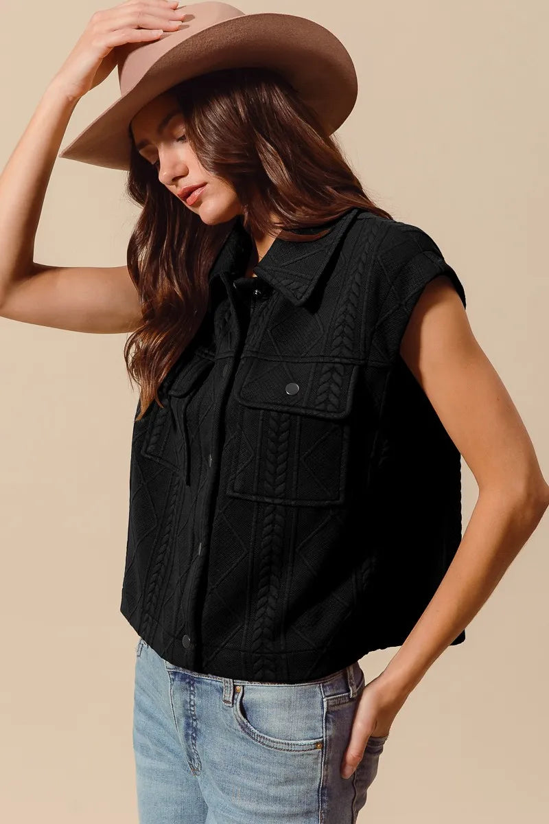 Image of SO ME Cable Quilting Stitch Button Up Knit Vest | Queeble.shop