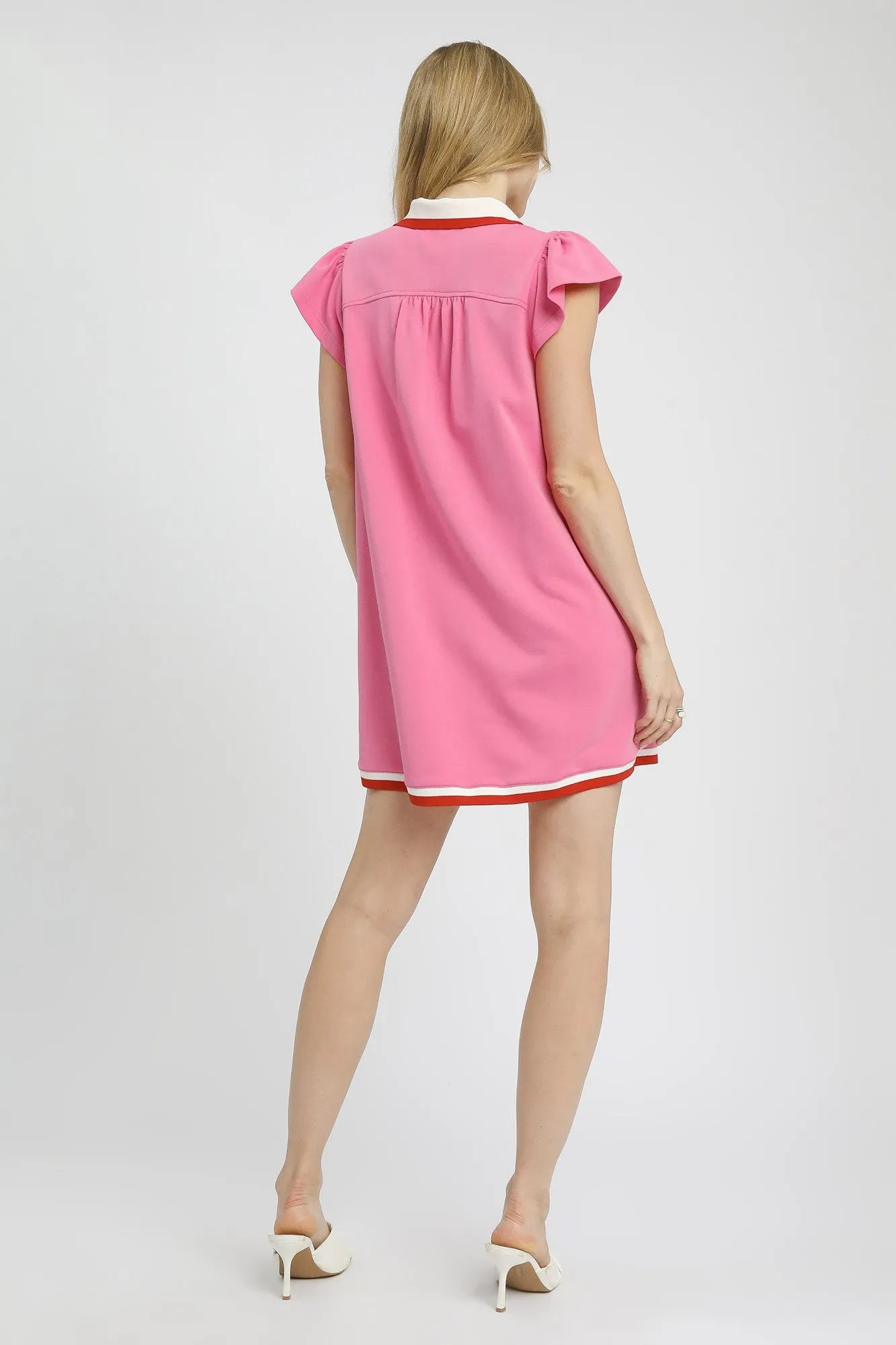 Image of Umgee Contrast Trim Cap Sleeve Mini Dress | Queeble.shop