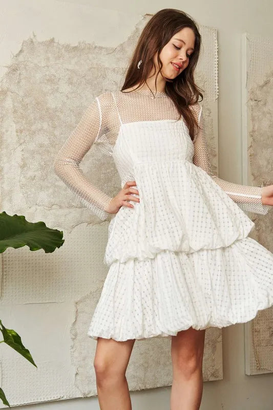 Image of Davi & Dani Checker Print Side Pockets Textured Mini Dress | Queeble.shop