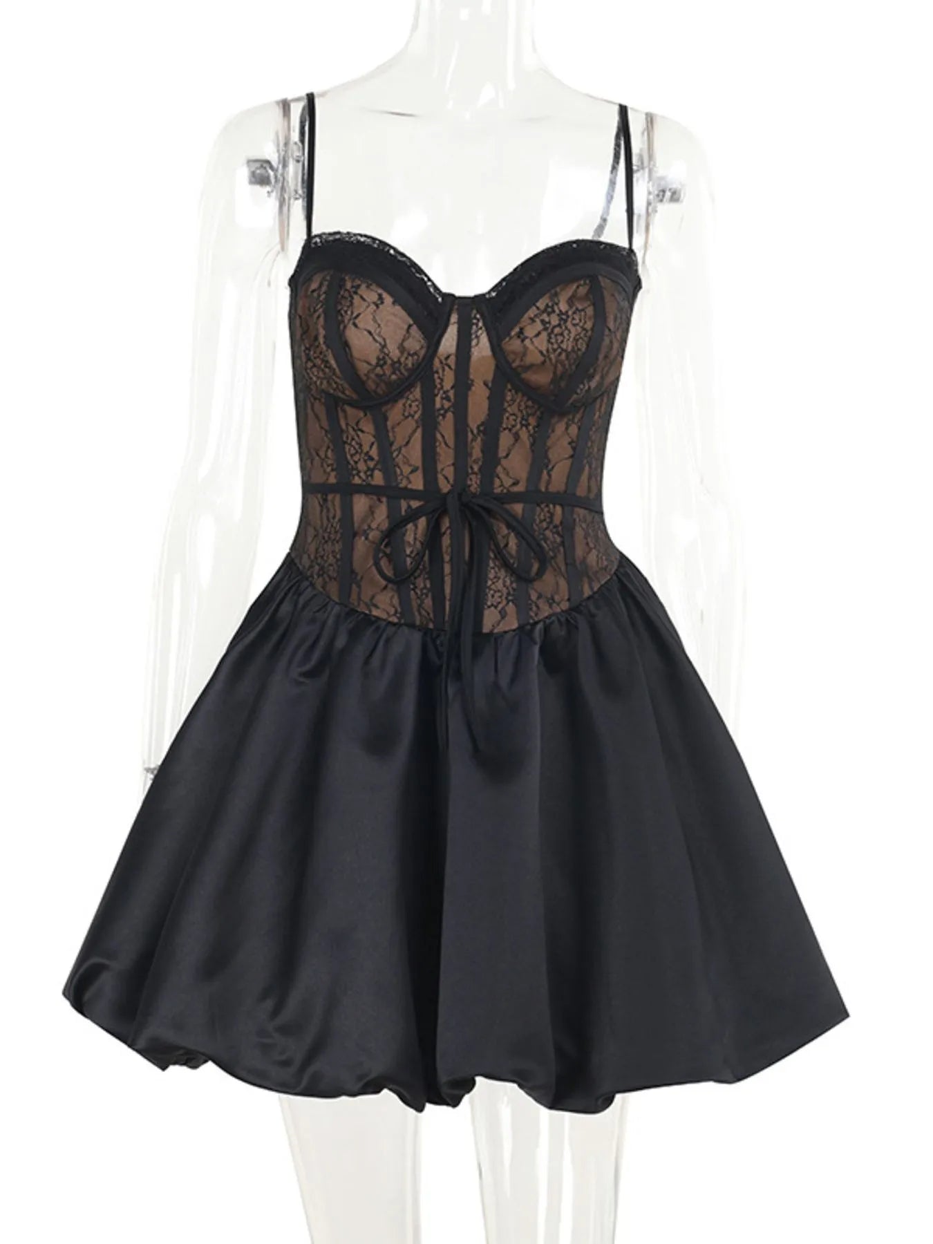 Image of Sweetheart Neck Lace Dress and Cover Up Set | Queeble.shop