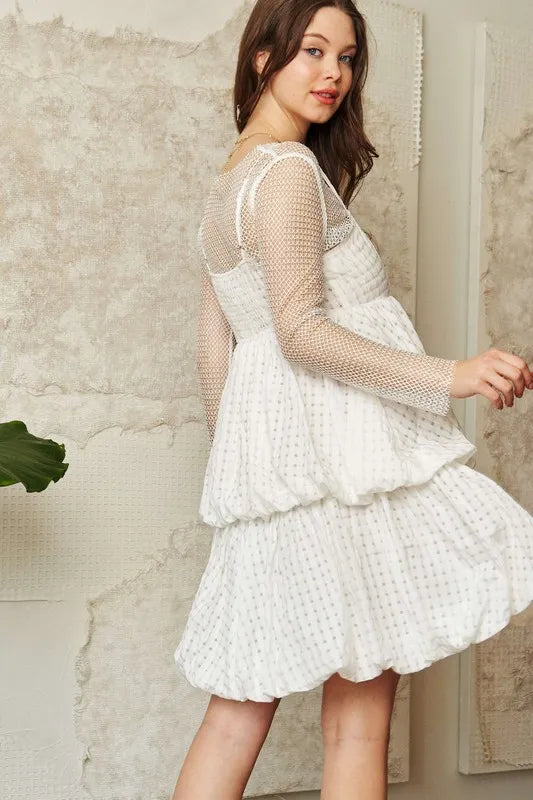 Image of Davi & Dani Checker Print Side Pockets Textured Mini Dress | Queeble.shop