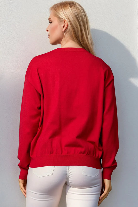 Image of Double Take Full Size Nutcracker Sequin Long Sleeve Sweater | Queeble.shop