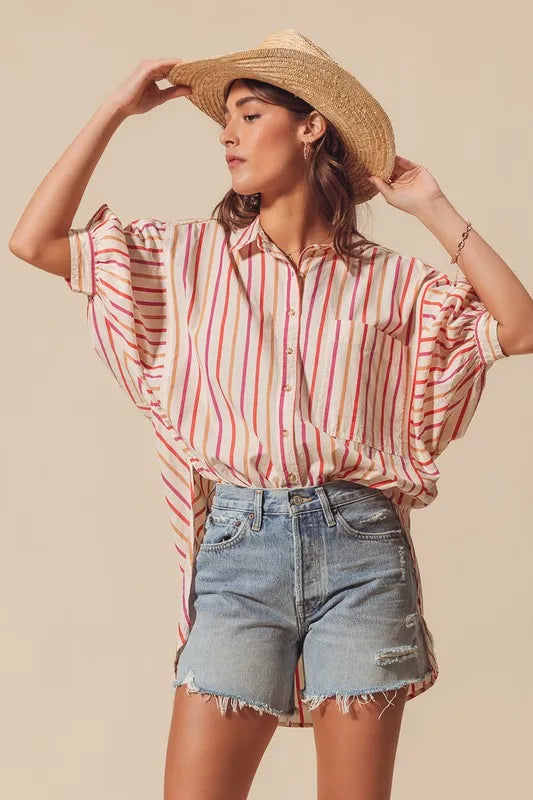 Image of SO ME Multicolored Stripe Button Down Shirt | Queeble.shop