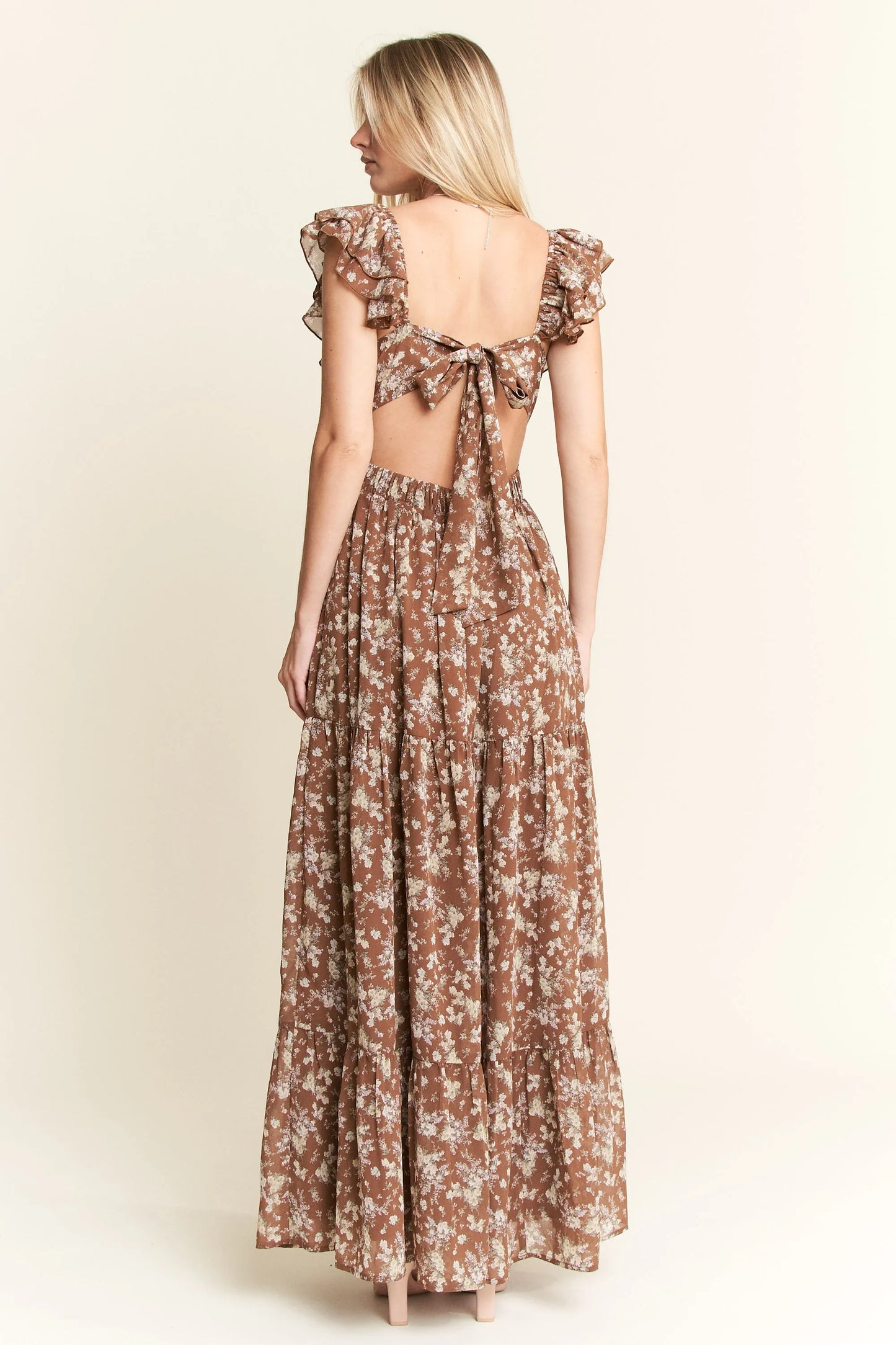 Image of Jade By Jane Ruffle Sleeve Tiered Maxi Dress | Queeble.shop