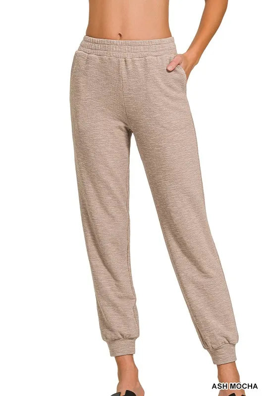 Image of Zenana Cotton Slub Jogger Pants | Queeble.shop