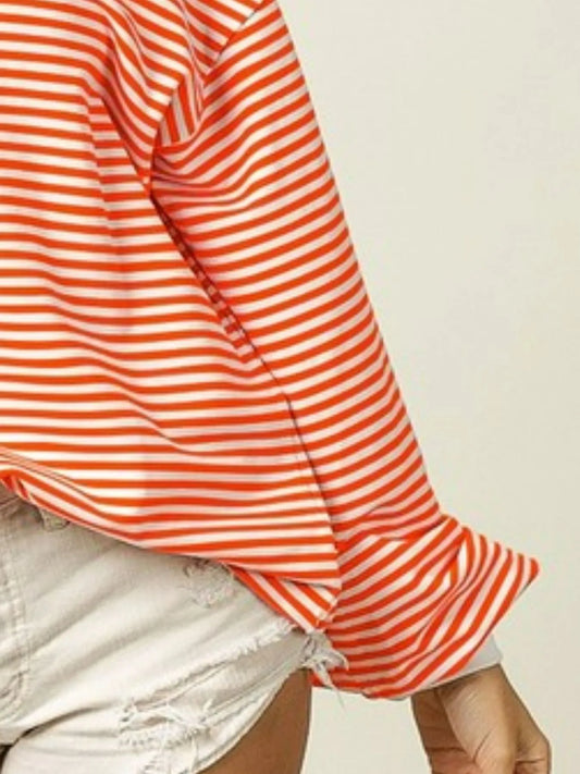 Image of BiBi French Terry Stripe Long Sleeve Sweatshirt | Queeble.shop