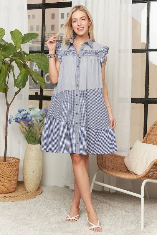Image of ADORA Button Down Textured Babydoll Dress | Queeble.shop