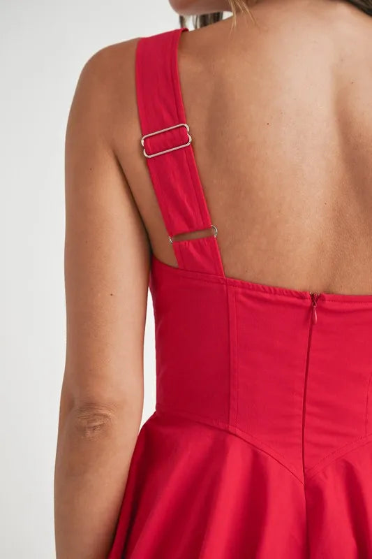 Image of MABLE Poplin Square Neckline Bubble Mini Dress | Queeble.shop