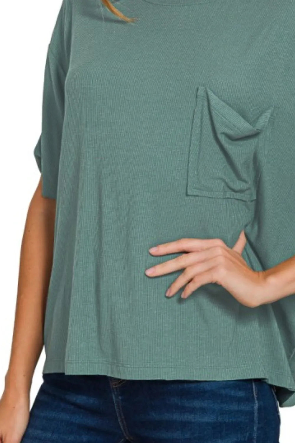 Image of Zenana Oversized Ribbed Round Neck Short Sleeve Tee | Queeble.shop