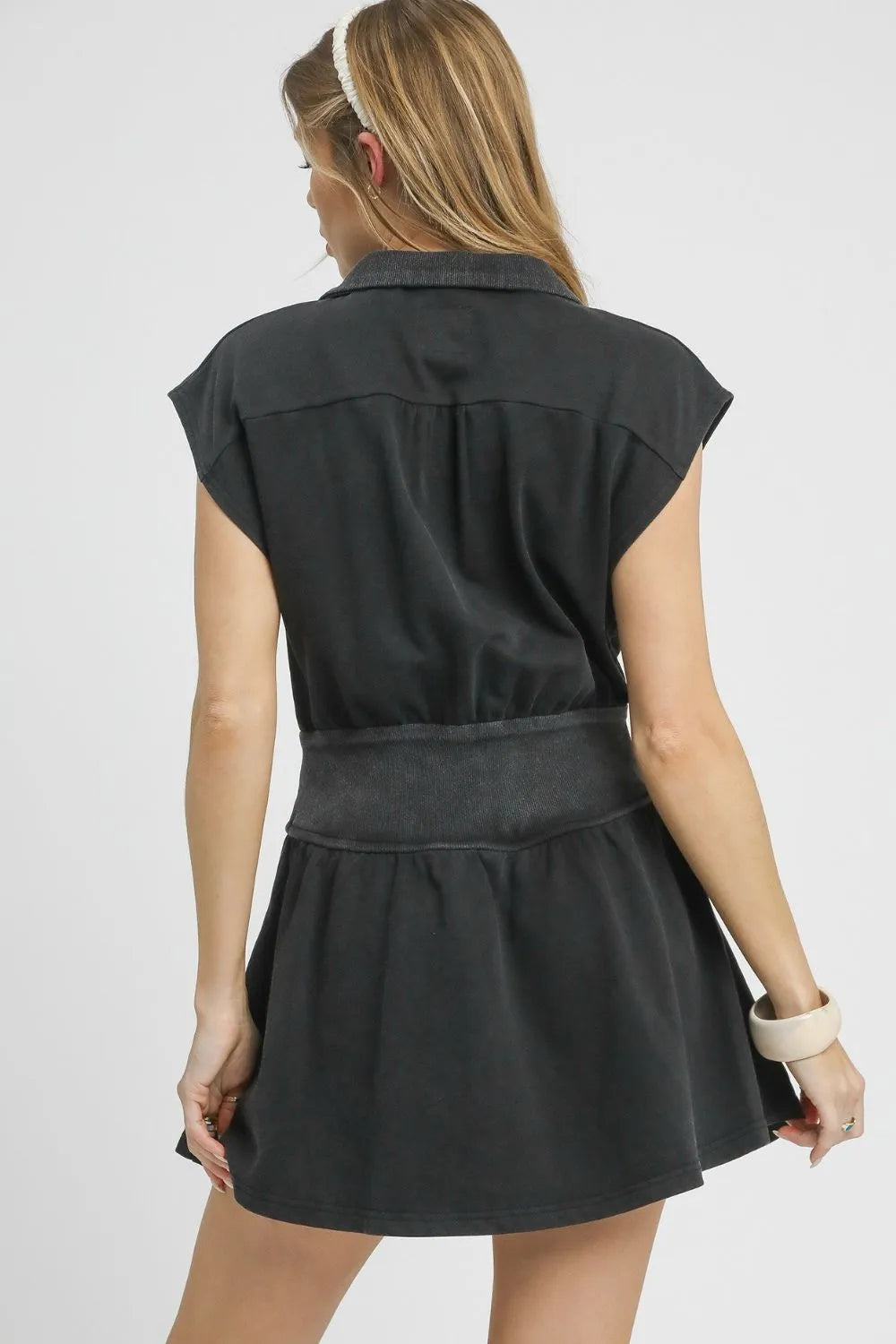 Image of Umgee Zip Front Cap Sleeve Mini Dress | Queeble.shop