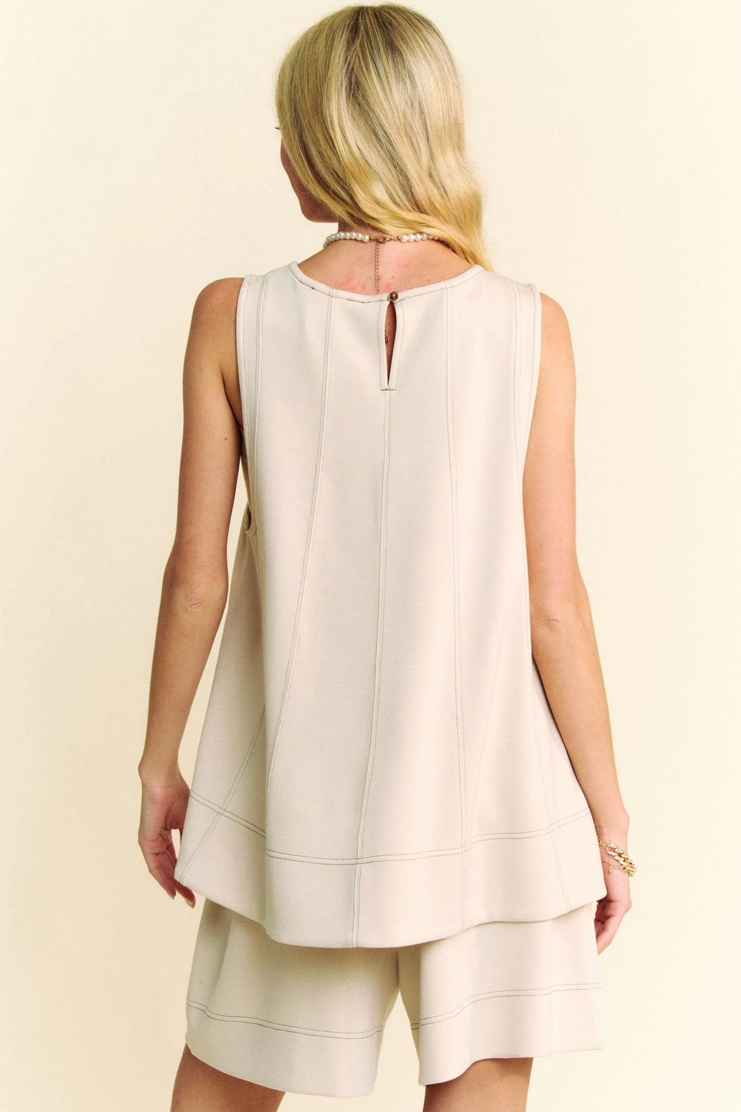 Image of Davi & Dani Contrast Seam Top and Short Set | Queeble.shop