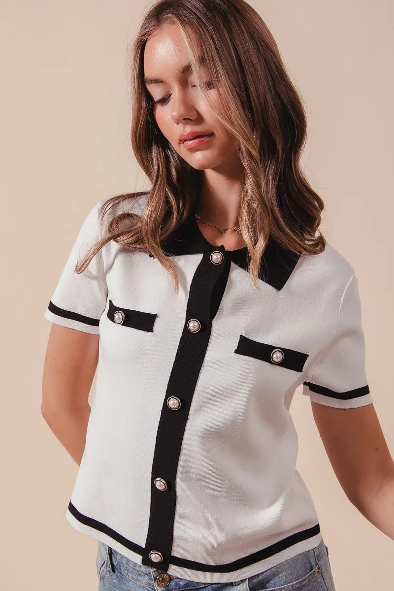 Image of SO ME Button Down Knitted Sweater Shirt Top | Queeble.shop
