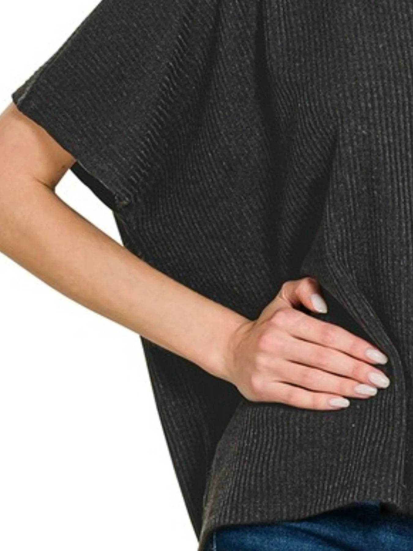 Image of Zenana Ribbed Round-Neck Short-Sleeve Knit Top | Queeble.shop