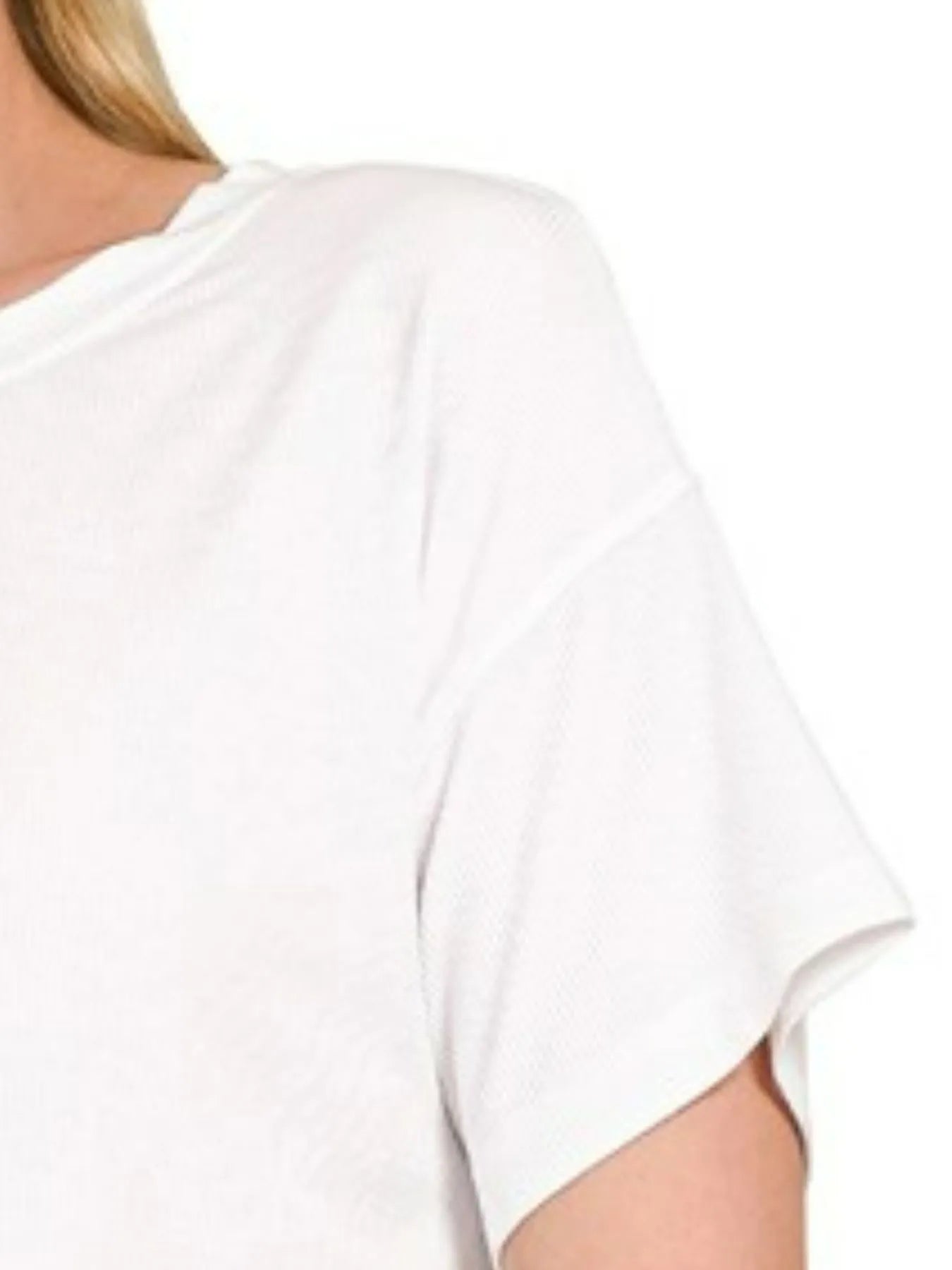 Image of Zenana Ribbed Round-Neck Crop T-Shirt | Queeble.shop