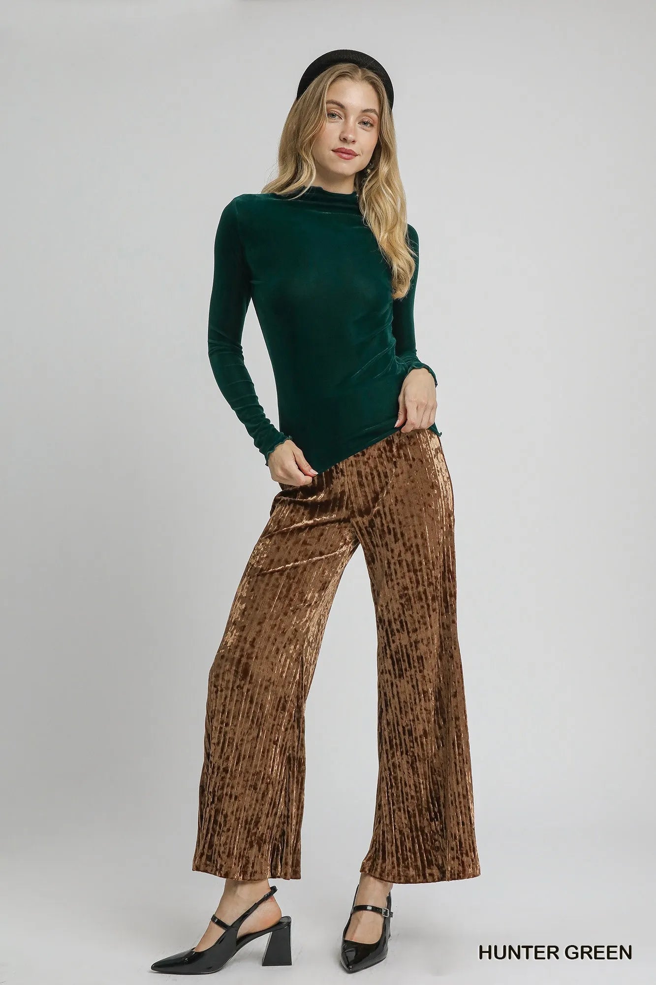 Image of Umgee Velvet Long Sleeve Fitted Top | Queeble.shop