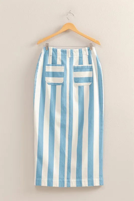 Image of HYFVE Striped Pocket Detail Maxi Skirt | Queeble.shop