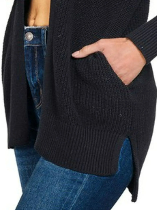 Image of Zenana Eyelet Open Sweater Cardigan with Pockets | Queeble.shop