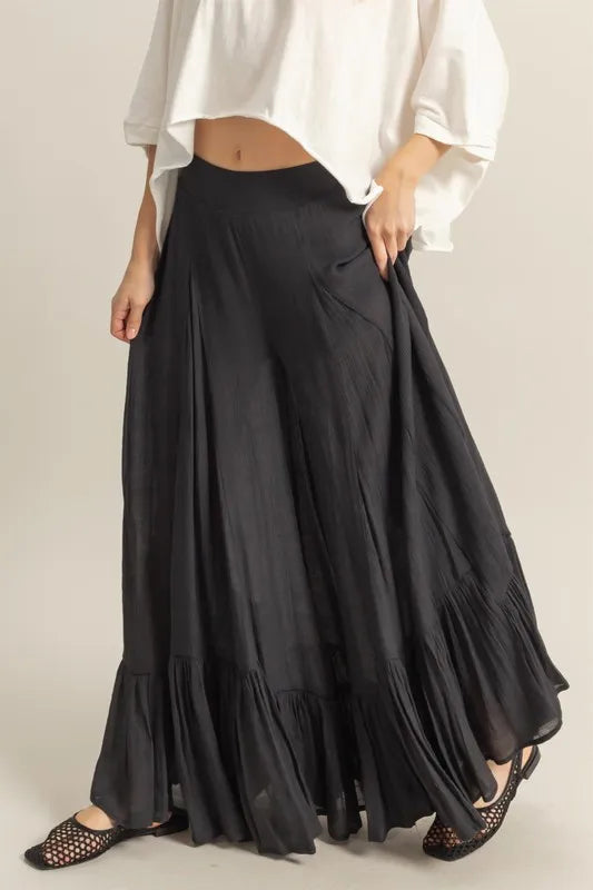Image of HYFVE High-Waist Ruffle Flared Wide Leg Pants | Queeble.shop