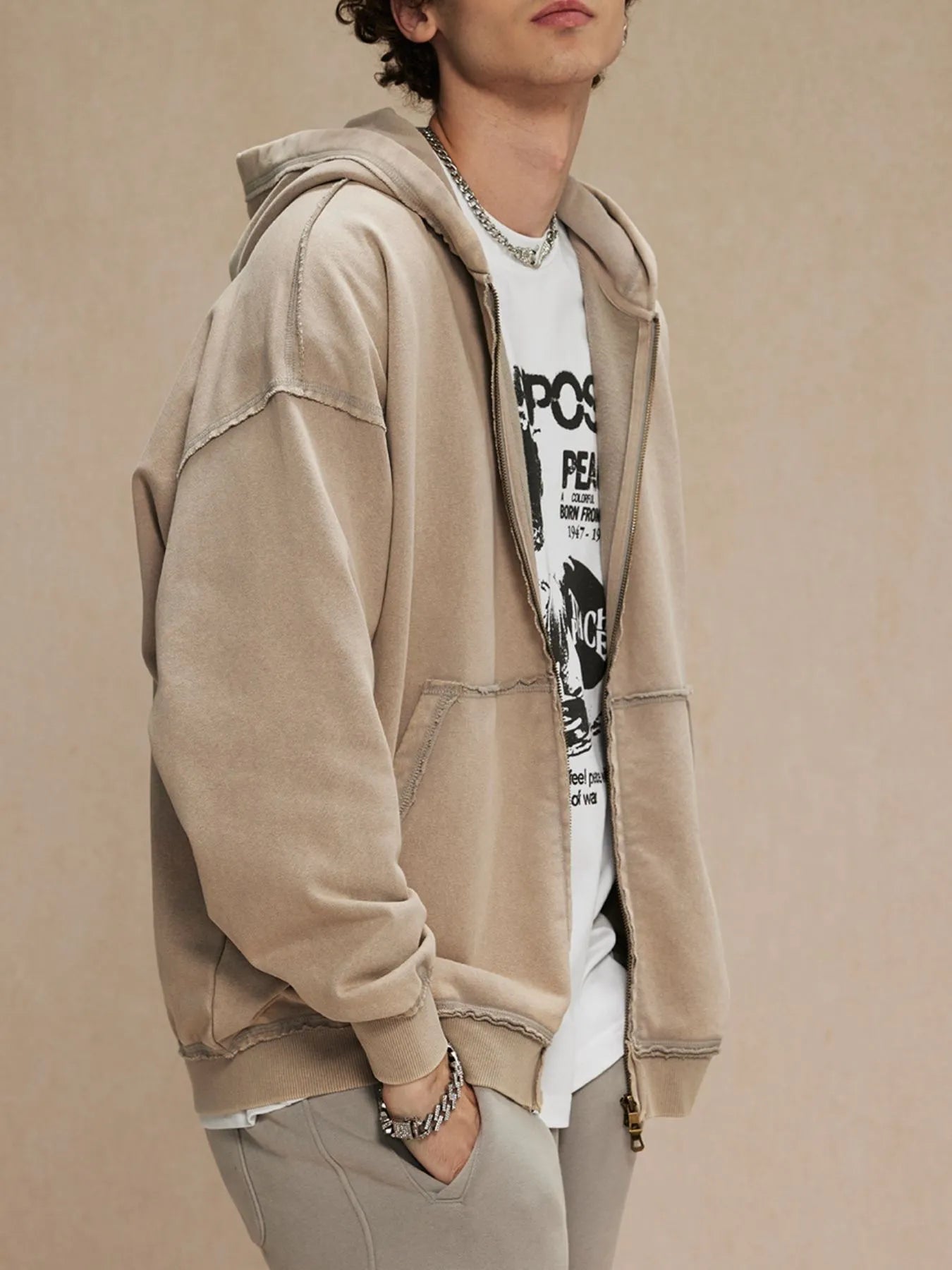 Image of Men's Zip Up Long Sleeve Hoodie | Queeble.shop