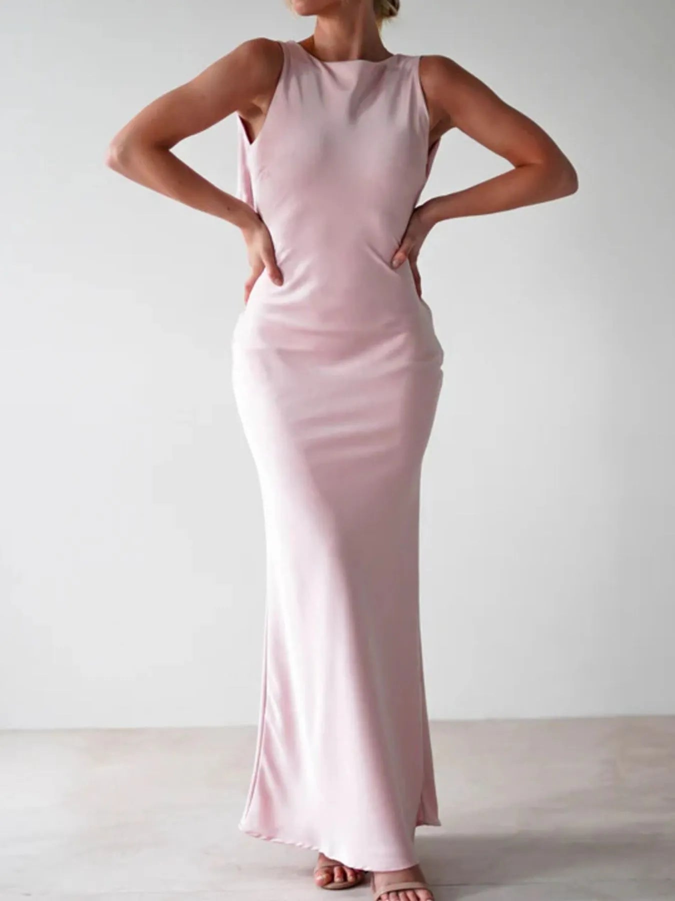 Image of Satin Sleeveless Maxi Dress | Queeble.shop