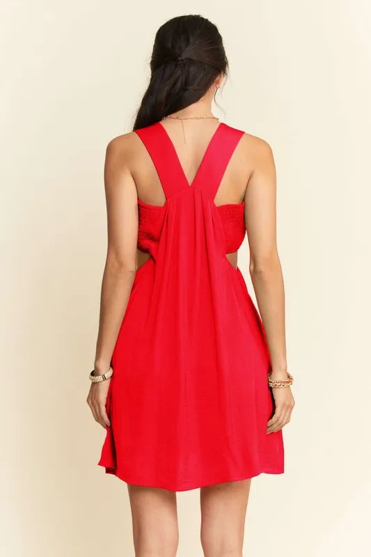 Image of Davi & Dani Washed Satin Cutout Skirt Bandeau Mini Dress | Queeble.shop