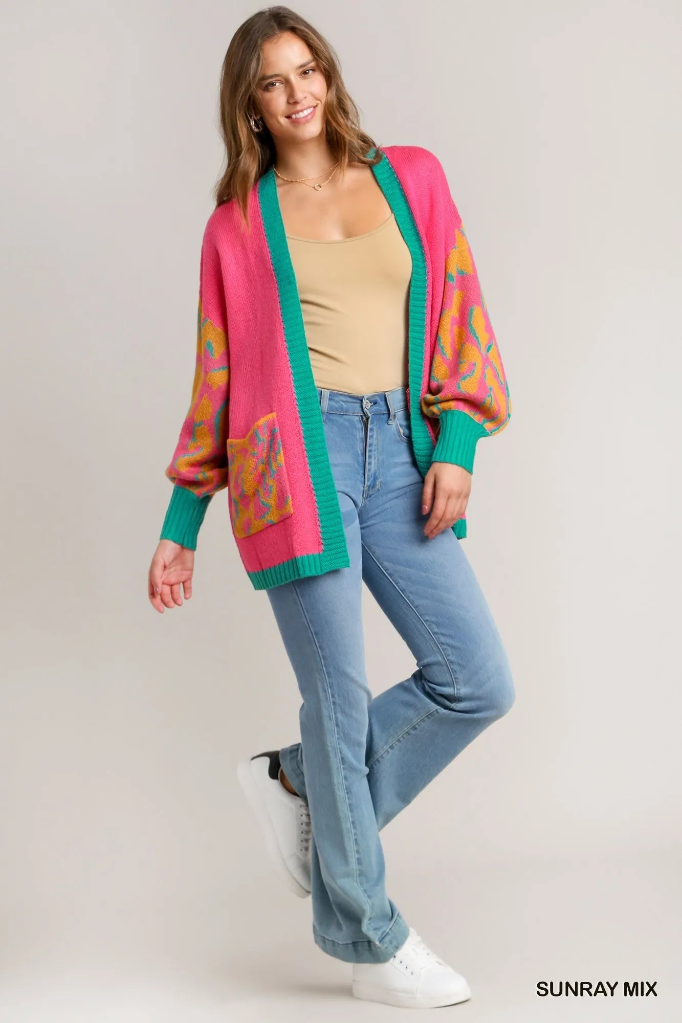Image of Umgee Animal Print Open Front Sweater Cardigan | Queeble.shop