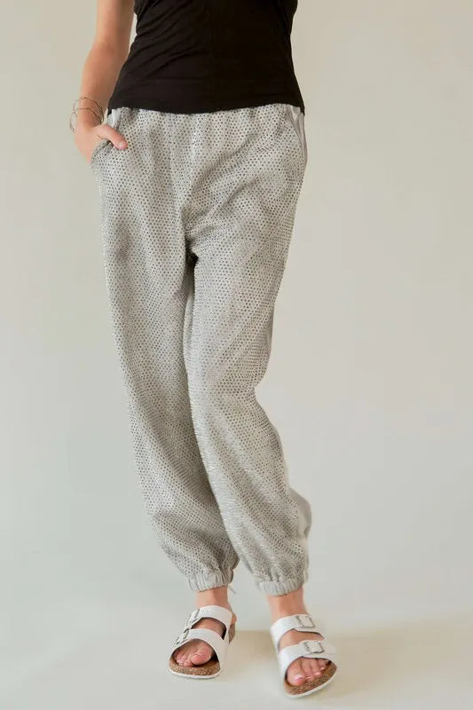 Image of Davi & Dani Rhinestone Elastic Waist Joggers | Queeble.shop