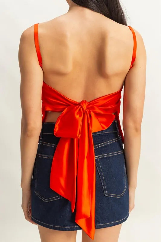 Image of HYFVE Satin Back Tie Detail Cami | Queeble.shop