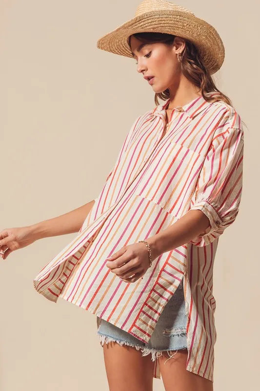 Image of SO ME Multicolored Stripe Button Down Shirt | Queeble.shop